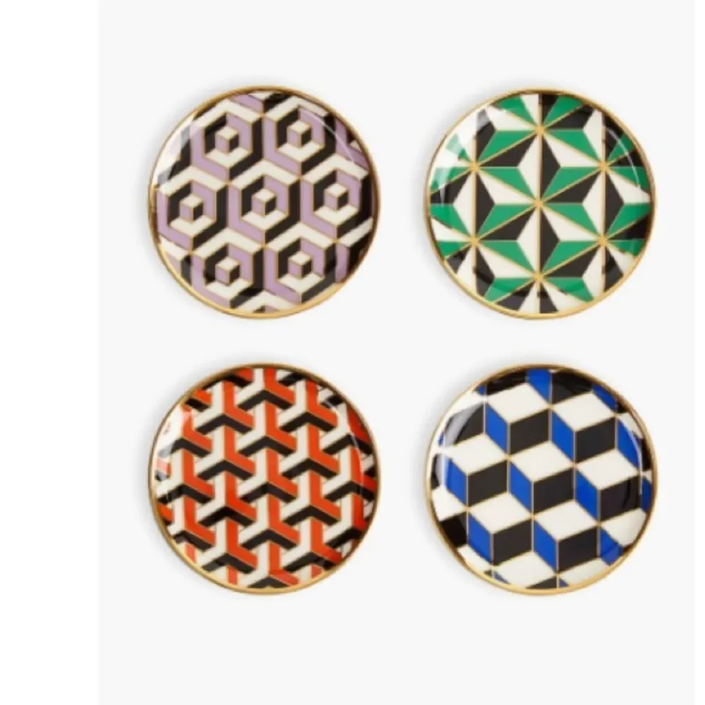 Jonathan Adler Versailles Coaster Set, Purple / Green / Red / Blue, NEW